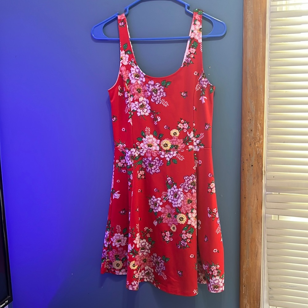 Floral red skater dress size 8